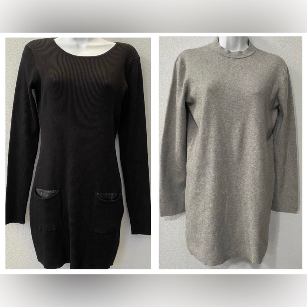 womens 2 sweater dress lot BCX + F21 black gray - size M